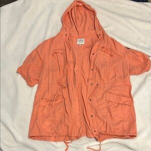 Torrid Orange/Coral Utility Jacket with Hood and Drawstring